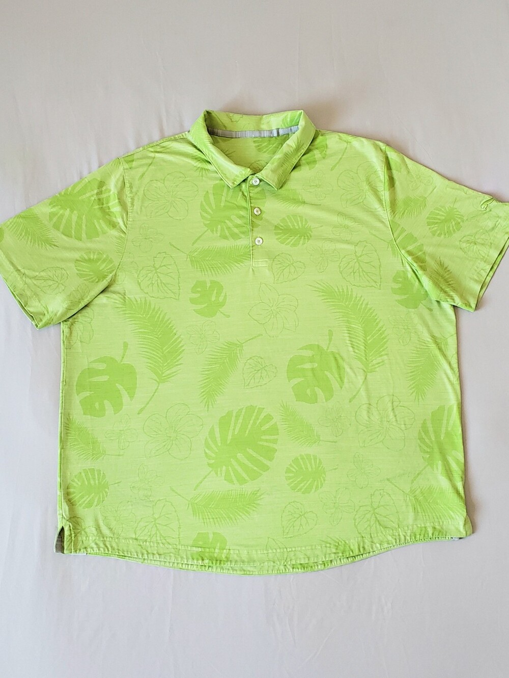PUMA Men's Floral Hawaiian-style Golf Polo Shirt (2XL) Green